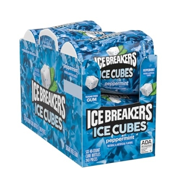 ICE BREAKERS Peppermint Sugar Free Chewing Gum Bottles 6 Count
