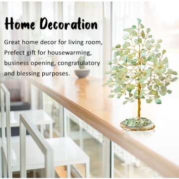 Green Jade Gemstone Tree of Life - Geode Agate Slice Base, Crystal Tree for Positive Energy, Feng Sh...