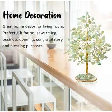 Green Jade Gemstone Tree of Life - Geode Agate Slice Base, Crystal Tree for Positive Energy, Feng Sh...