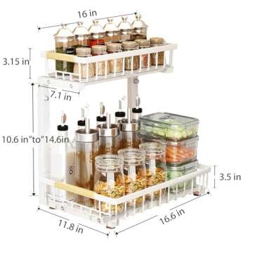 APXPF Height Adjustable Under Sink Organizer for Cabinets