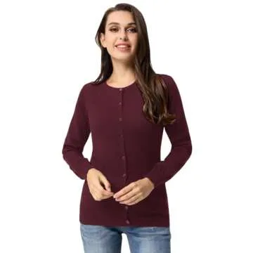 GRACE KARIN Casual Long Sleeve Red Cardigan Sweaters for Women Dressy Button Down Lightweight Sweater Tops XXL