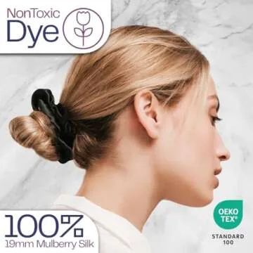 Celestial Silk Mulberry Silk Scrunchies for Hair (Black)