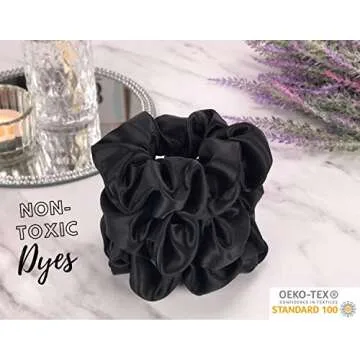 Celestial Silk Mulberry Silk Scrunchies for Hair (Black)