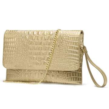 SWEETV Evening Clutch Purses for Women Elegant Wristlet Wallets Crocodile Pattern PU Leather Cross b...