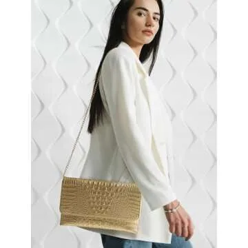 SWEETV Evening Clutch for Women Crocodile PU Leather