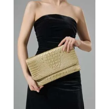 SWEETV Evening Clutch for Women Crocodile PU Leather