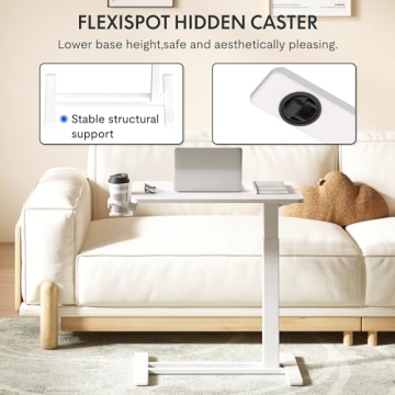 FLEXISPOT Adjustable Bedside Table Rolling Computer Cart