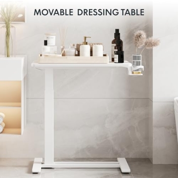 FLEXISPOT Adjustable Bedside Table Rolling Computer Cart