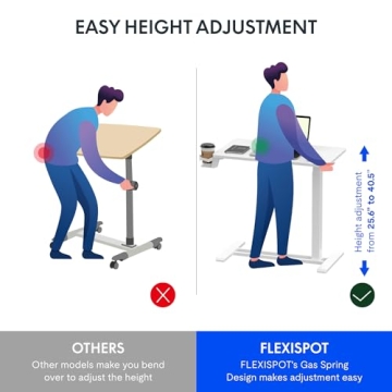 FLEXISPOT Adjustable Bedside Table Rolling Computer Cart