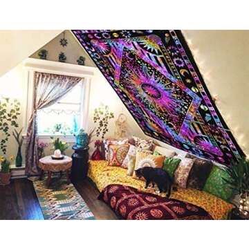 Tie Dye Psychedelic Celestial Sun Moon tapestry Bohemian Tapestry Wall Hanging Dorm Decor Boho Tapes...