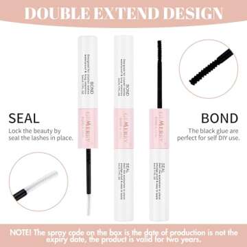 GEMERRY Lash Bond and Seal Cluster Lash Glue for Individual Lashes Long Retention 48-72 Hours Waterp...