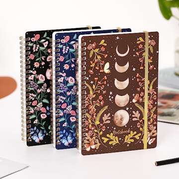 Spiral Notebook - 3 Pack A5 Notebooks Spiral Bound with Back Pocket, Lined Journal Notebook, Spiral ...