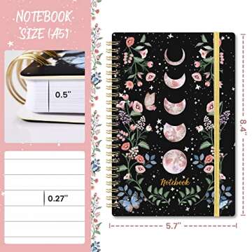 Spiral Notebook - 3 Pack A5 Notebooks Spiral Bound with Back Pocket, Lined Journal Notebook, Spiral Journal for Women, 5.7" x 8.4", 160 Pages, College Ruled Writing Notebook, 100gsm Paper, for Office