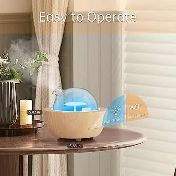 Wanlola 200ml Glass Essential Oil Diffuser with Natural Wood Base, Aromatherapy Diffusers for Home, Cool Mist Air Humidifier with 7 Color Lights for Office, Bedroom