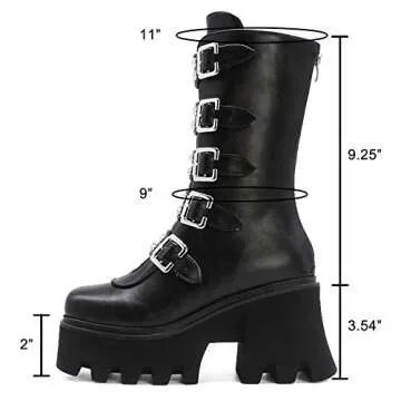 Stylish YIYA Women's Goth Platform Boots with Sturdy Heel