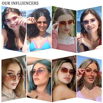 Dollger Rimless Rectangle Sunglasses for Women Fashion Frameless Square Glasses for Men Ultralight UV400 Eyewear