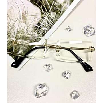 Dollger Rimless Rectangle Sunglasses for Women Fashion Frameless Square Glasses for Men Ultralight UV400 Eyewear