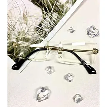 Dollger Rimless Rectangle Sunglasses for Women Fashion Frameless Square Glasses for Men Ultralight UV400 Eyewear