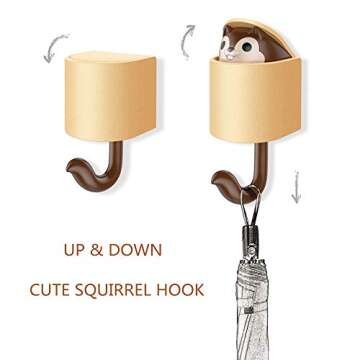 4Pcs Cute Cartoon Creative Squirrel Small Keychain Hooks ,Kids Cute Hooks Coat Wall Hooks , Adhesive...