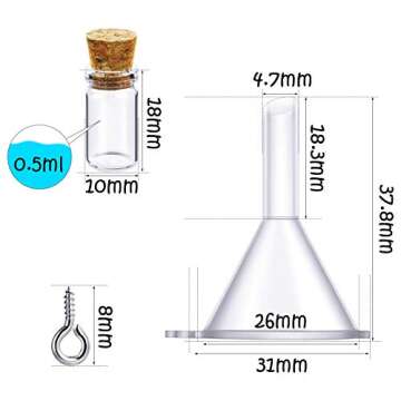 Yungyan 50 Pieces Small Mini Glass Bottles Jars with Cork Stoppers Set, Tiny Cork Glass Bottles with...