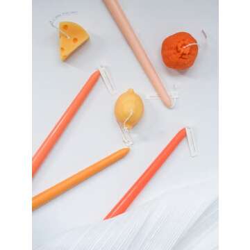 LPUSA 12pcs Taper Candles Citrus Scented Orange Gradient Color,Handmade from Vegan Soy Wax for Holid...