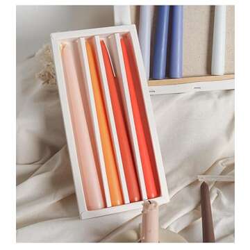 LPUSA 12pcs Taper Candles Citrus Scented Orange Gradient Color,Handmade from Vegan Soy Wax for Holiday Wedding Party Home Dinner Decoration,Orange