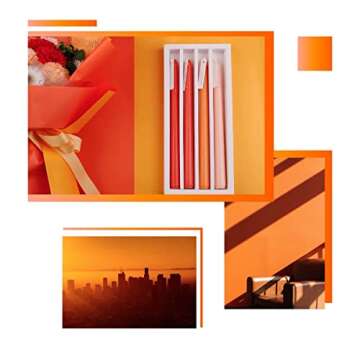 LPUSA 12pcs Taper Candles Citrus Scented Orange Gradient Color,Handmade from Vegan Soy Wax for Holiday Wedding Party Home Dinner Decoration,Orange
