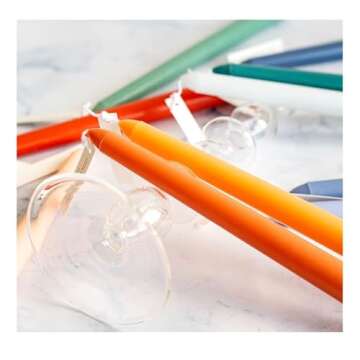 LPUSA 12pcs Taper Candles Citrus Scented Orange Gradient Color,Handmade from Vegan Soy Wax for Holiday Wedding Party Home Dinner Decoration,Orange