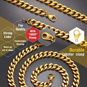Thick Gold Chain 18inch 9mm Gold Necklace for Men Thick Gold Chain Men's Necklace Chain Thick