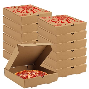 15 Pcs Pizza Boxes, 7.3 x 7.3 x 1.6" Kraft Corrugated Pizza Boxes Cardboard Boxes Take Out Container...