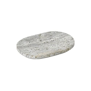 Creative Co-Op Elegant Grey Travertine Soap Dish for Home Decor