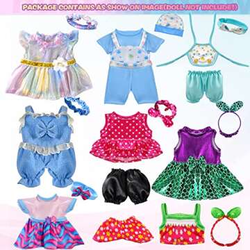 WONDOLL 19Pcs 8-10-inch-Doll-Clothes-Accessories Baby-Doll-Clothes Costumes Outfits Christmas Birthd...