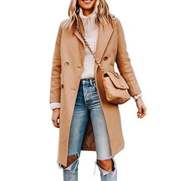 Yousify Women's Stylish Double Breasted Pea Coat - Perfect Winter Outerwear