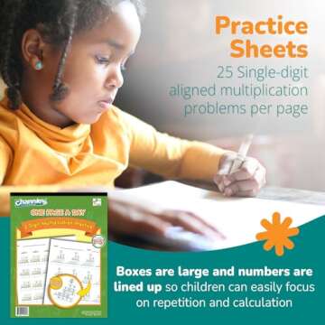 Channie’s One Page A Day Two Digit Multiplication Practice, Double Digit Multiplication Workbook, 50 Fun & Easy Tear-Off Math Practice Worksheets For 3rd, 4th, & 5th Grade Kids