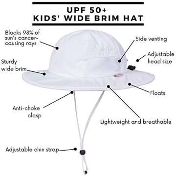 SwimZip Wide Brim Sun Hat | UPF 50+ Protection for Baby, Toddler, and Kids White