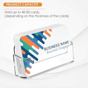 MaxGear 3 Pack Acrylic Business Card Holder for Desk, Clear Plastic Display Stand Fits 50 Business C...