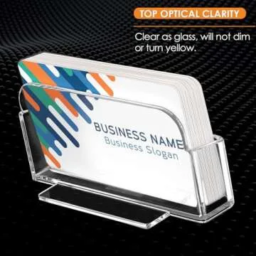 MaxGear 3 Pack Acrylic Business Card Holder for Desk, Clear Plastic Display Stand Fits 50 Business Cards, Elegant Desktop Organizer for Home and Office