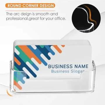 MaxGear 3 Pack Acrylic Business Card Holder for Desk, Clear Plastic Display Stand Fits 50 Business Cards, Elegant Desktop Organizer for Home and Office