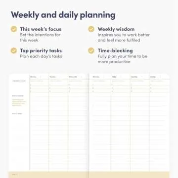 Self Planner by BestSelf — Undated 6 Month Life Planner for Time Management, Improving Productivity, Scheduling and Achieving Goals — 7"x10” Notebook (Black)