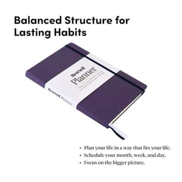 Self Planner by BestSelf — Undated 6 Month Life Planner for Time Management, Improving Productivity, Scheduling and Achieving Goals — 7"x10” Notebook (Black)