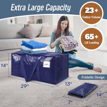 Extra Heavy Duty Moving Bags - 6 Pack Durable Storage Totes
