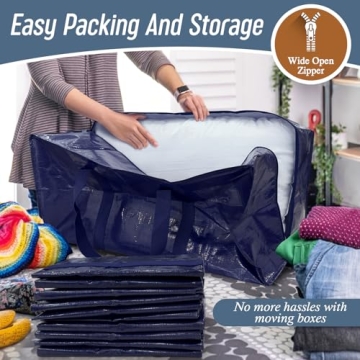 Extra Heavy Duty Moving Bags - 6 Pack Durable Storage Totes