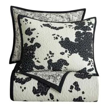 Indigo Hill Cow Print Quilt Set for Rustic Bedroom Style