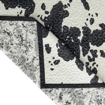 Indigo Hill Cow Print Quilt Set for Rustic Bedroom Style