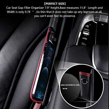 LEIWOOR Car Seat Gap Filler Organizer，Multifunctional PU Leather Console Side Pocket Organizer for Cellphones,Cards,Wallets,Keys (Black)