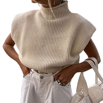 NUFIWI Women’s Stylish Knit Sweater Vest Turtleneck