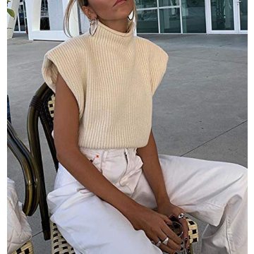 NUFIWI Women’s Stylish Knit Sweater Vest Turtleneck