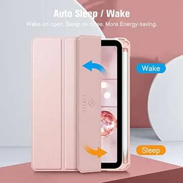 Fintie Hybrid Slim Case for iPad Mini 7 (A17 Pro, 7th Generation) 2024 / iPad Mini 6 (6th Gen) 8.3 Inch, [Built-in Pencil Holder] Shockproof Cover Clear Transparent Back Shell, Rose Gold