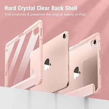 Fintie Hybrid Slim Case for iPad Mini 7 (A17 Pro, 7th Generation) 2024 / iPad Mini 6 (6th Gen) 8.3 Inch, [Built-in Pencil Holder] Shockproof Cover Clear Transparent Back Shell, Rose Gold