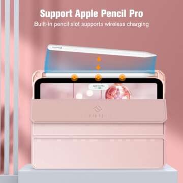 Fintie Hybrid Slim Case for iPad Mini 7 (A17 Pro, 7th Generation) 2024 / iPad Mini 6 (6th Gen) 8.3 Inch, [Built-in Pencil Holder] Shockproof Cover Clear Transparent Back Shell, Rose Gold